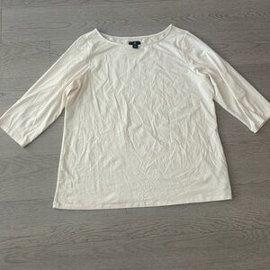 J Jason Wu Bateau Neck Tee Shirt Sz XL Ivory Elbow Sleeve